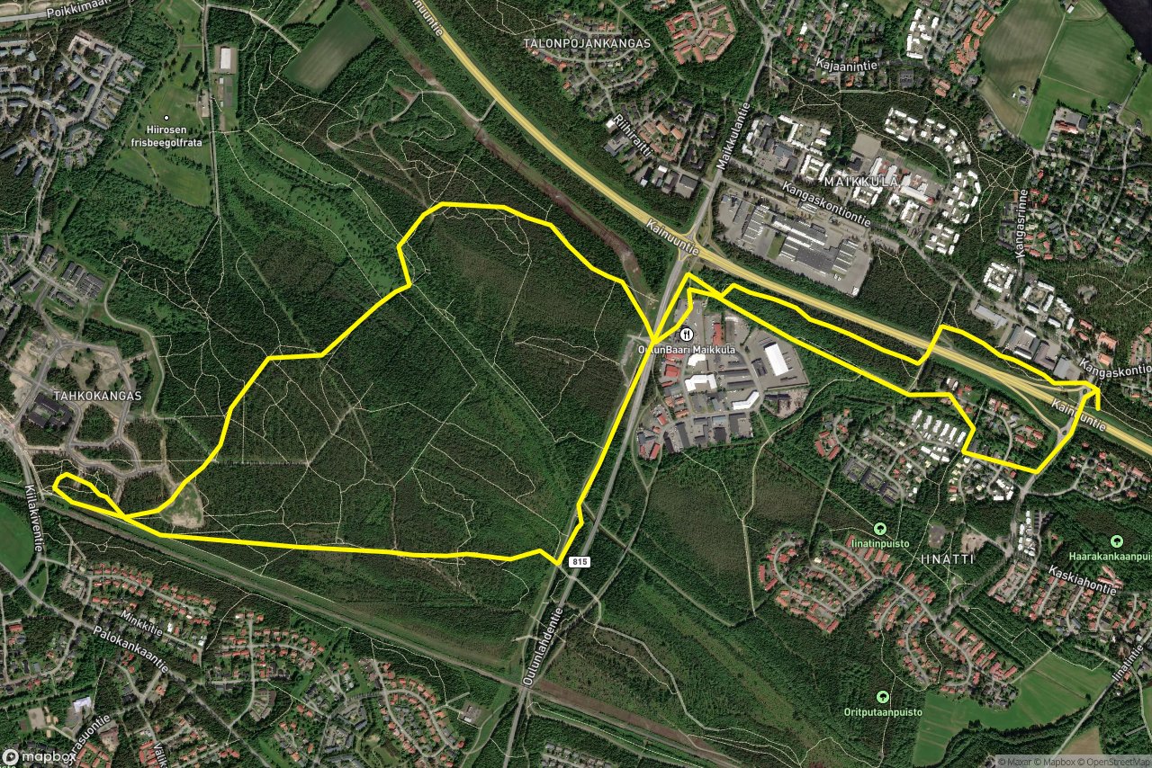 Mäkikuusentie – Naavakuusentie 9 km loop seen over 3D terrain