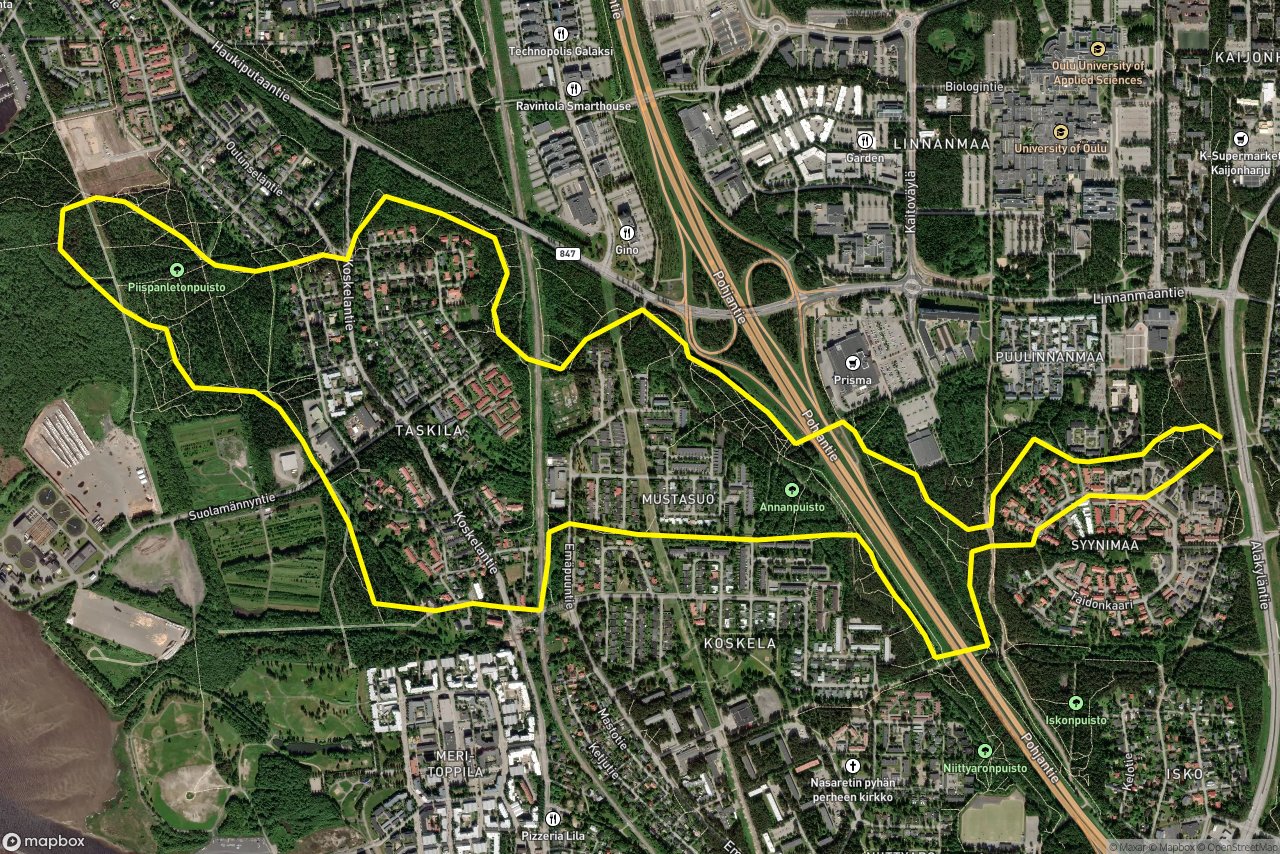 Tiedonkaari – Siimatie 9 km loop seen over 3D terrain