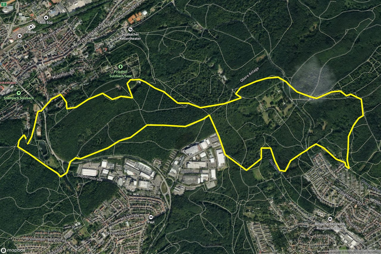An der Blaufabrik – In der Hohl 10 km loop seen over 3D terrain