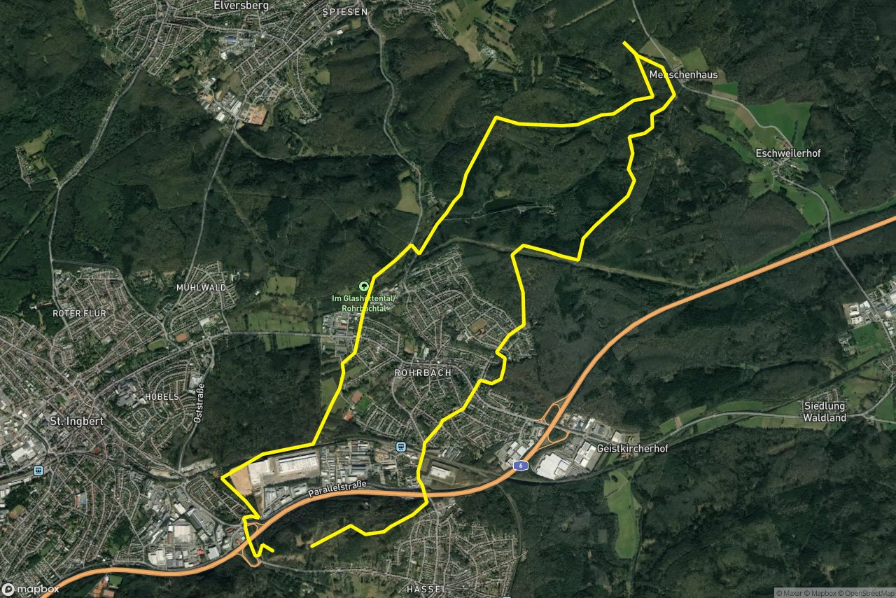 Pestalozzistraße – Am Glashüttenflur 18 km loop seen over 3D terrain