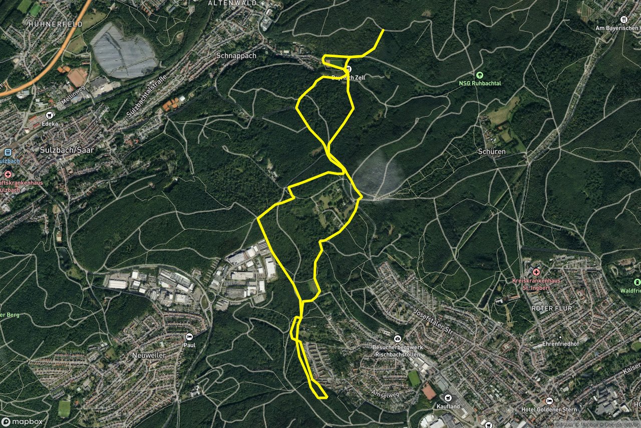 Schürer Weg – Zum Nassauer Graben 9 km loop seen over 3D terrain