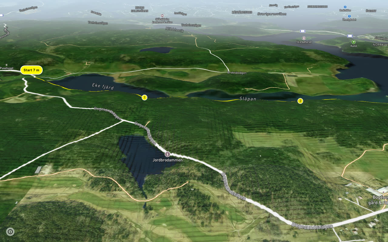 Blå leden 3 seen over 3D terrain