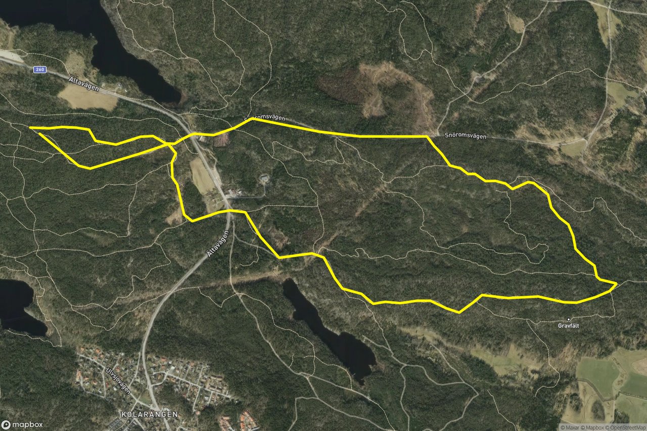 Blå Spåret – Area 51 7 km loop seen over 3D terrain