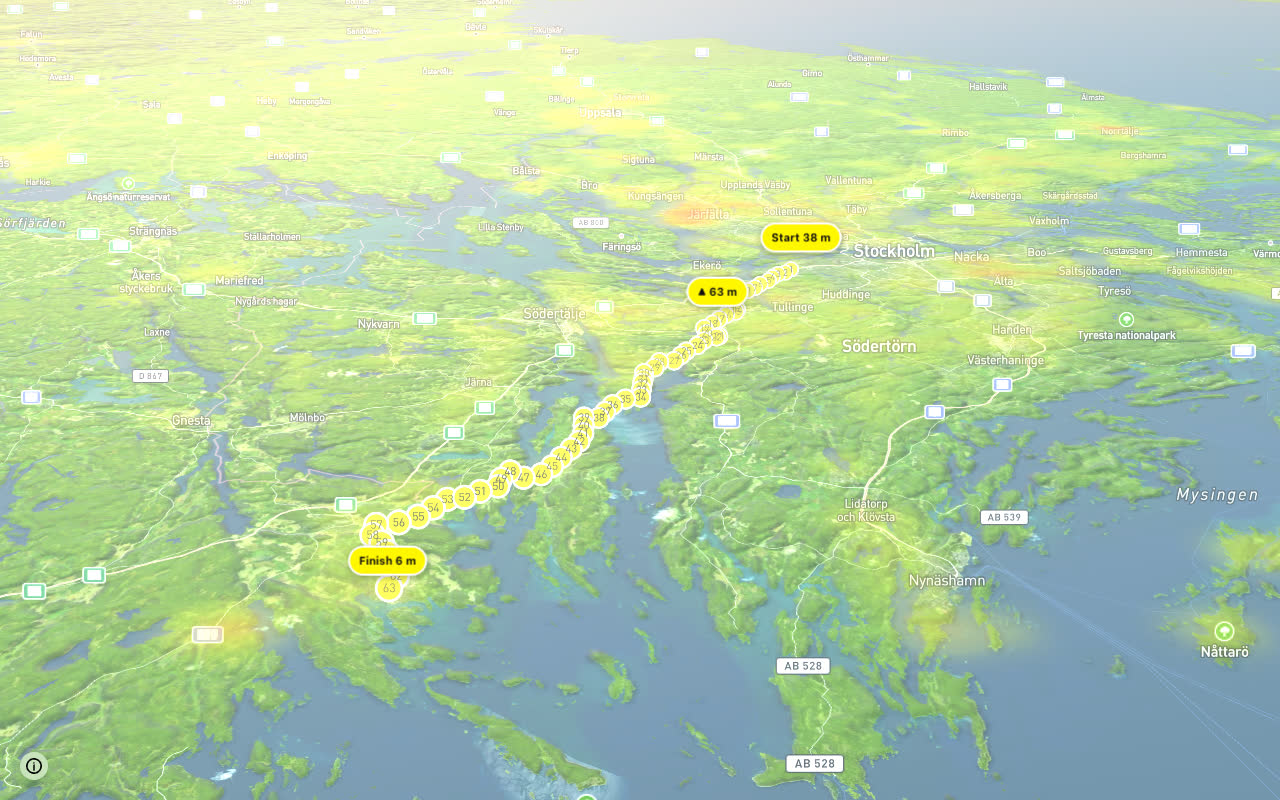 Cykelspåret (8) seen over 3D terrain