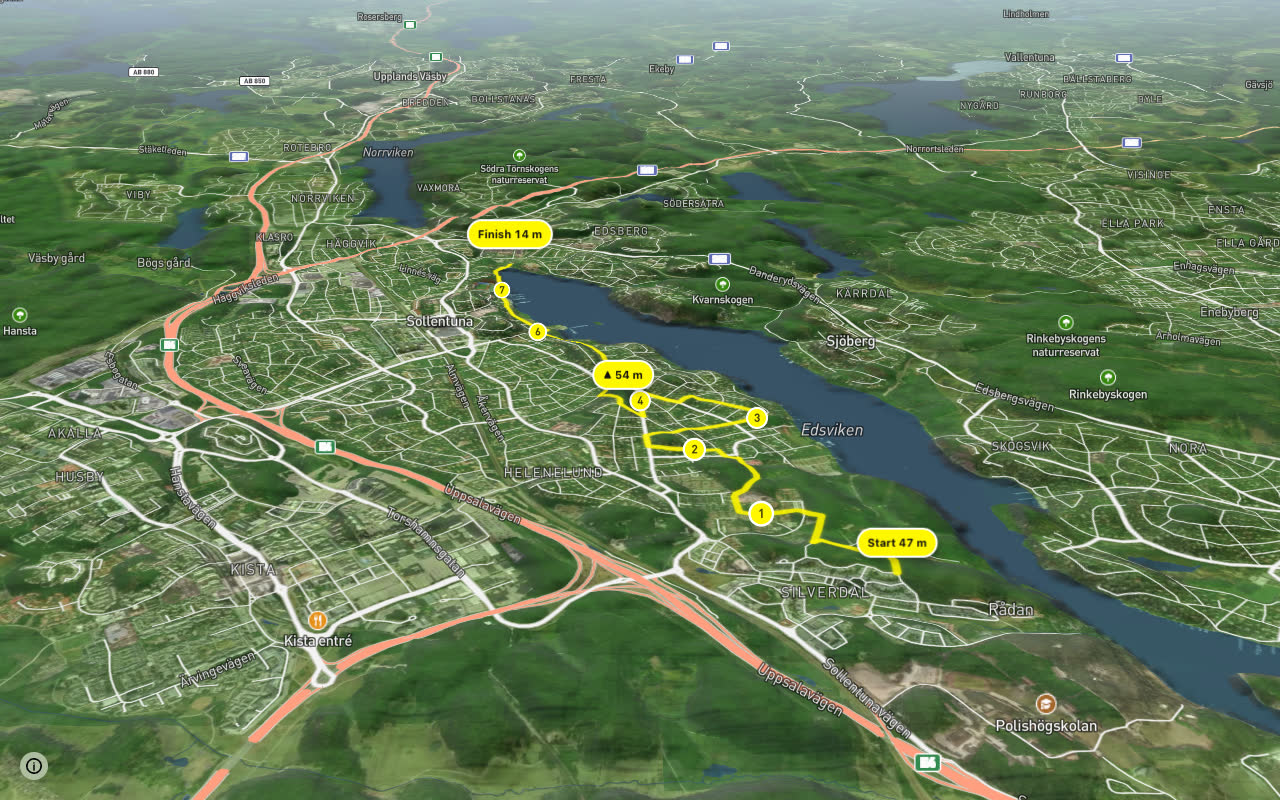 Edsviksleden seen over 3D terrain