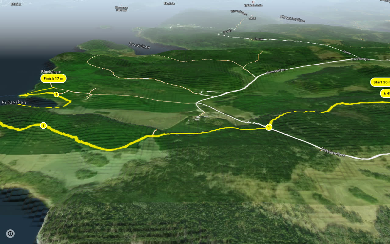 Frösviksrundan (MTB) seen over 3D terrain