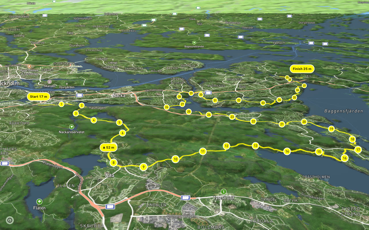 Nackaleden seen over 3D terrain