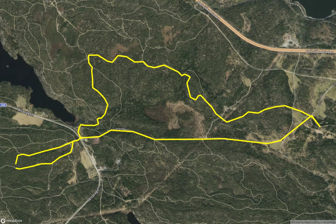 Snöromsvägen – Solsidan norra 8 km loop seen over 3D terrain