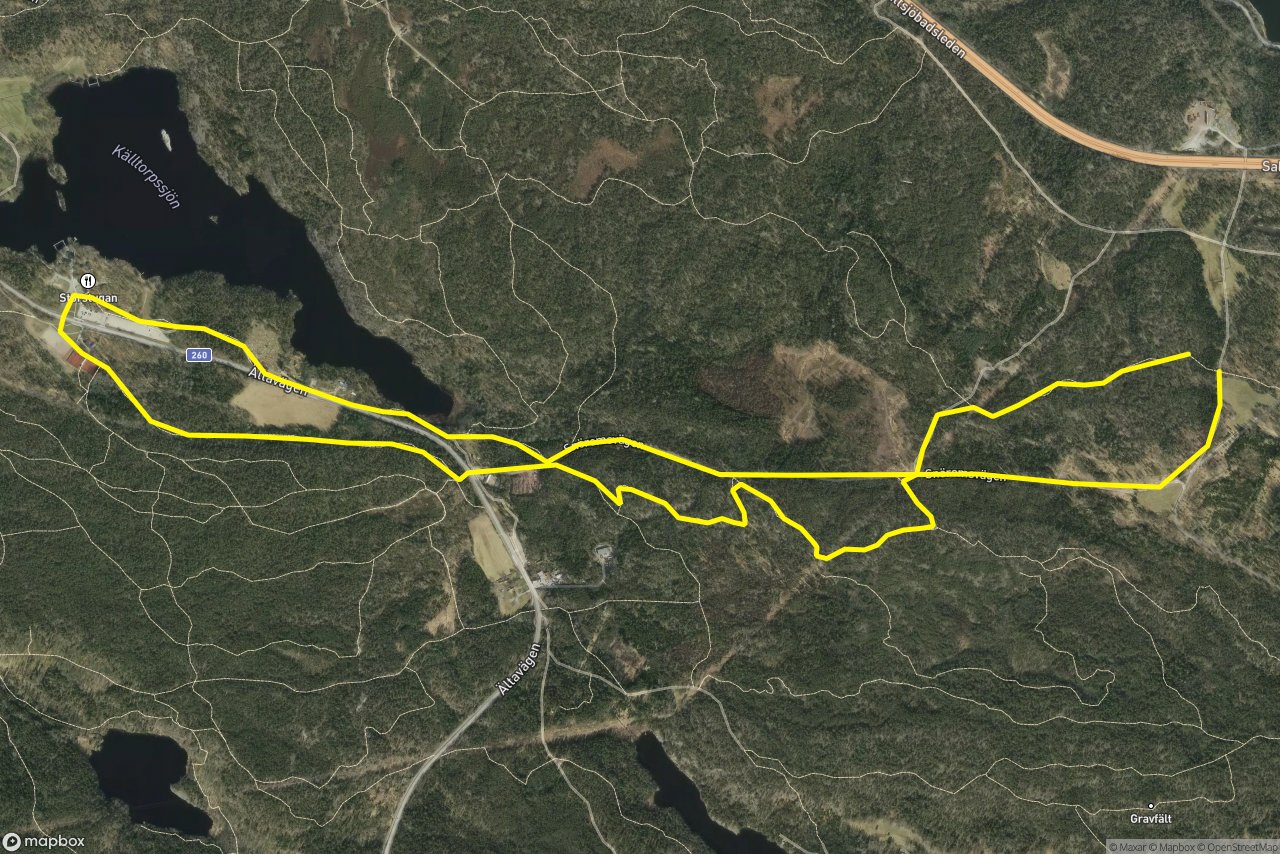 Snöromsvägen – Tresnåret 8 km loop seen over 3D terrain