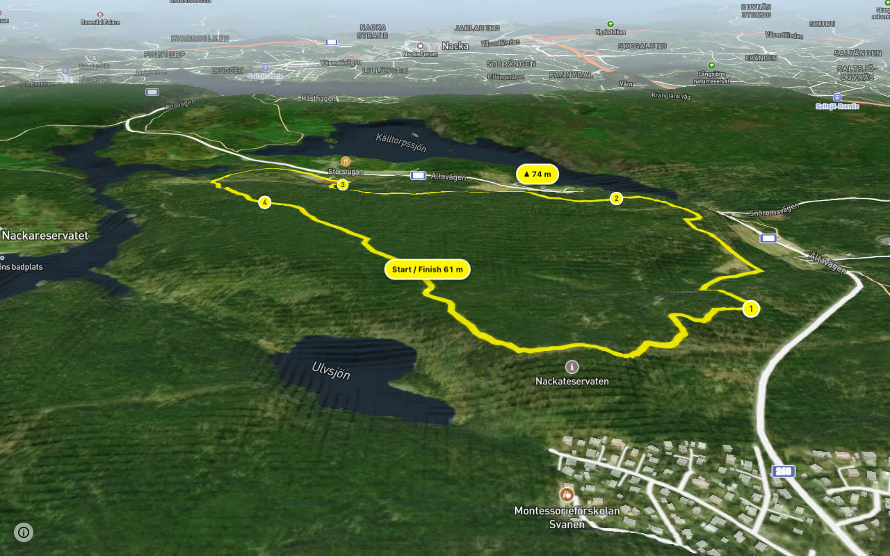 Stigcykling seen over 3D terrain