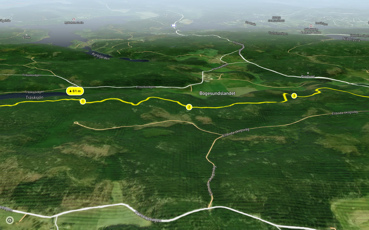 Stortallsrundan anslutning seen over 3D terrain