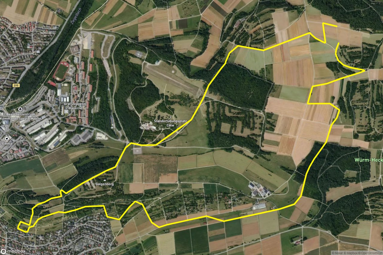 Galgenbergsteige – Finkenweg 9 km loop seen over 3D terrain