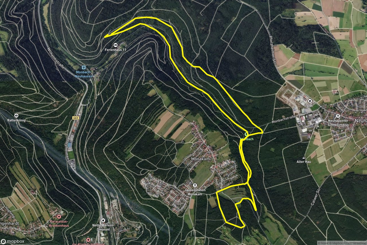 Hahlenweg – Bäckermichelsweg 10 km loop seen over 3D terrain