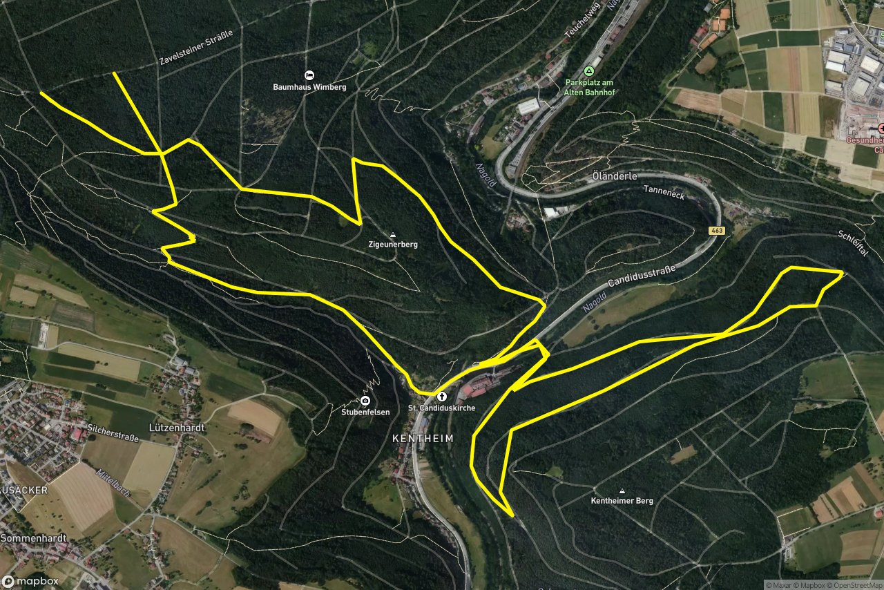 Kentheimer Hangweg – Charlottenweg 11 km loop seen over 3D terrain