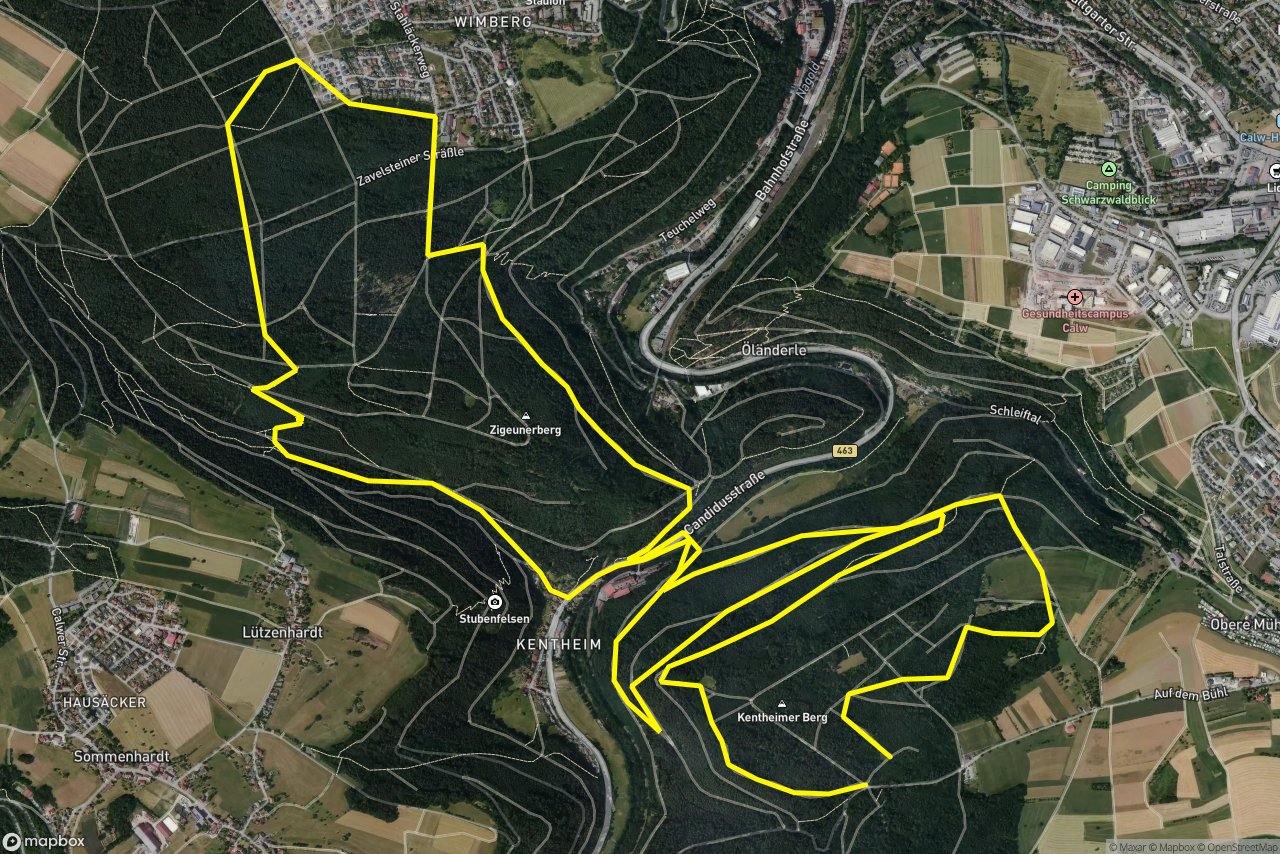 Kentheimer Hangweg – Charlottenweg 15 km loop seen over 3D terrain