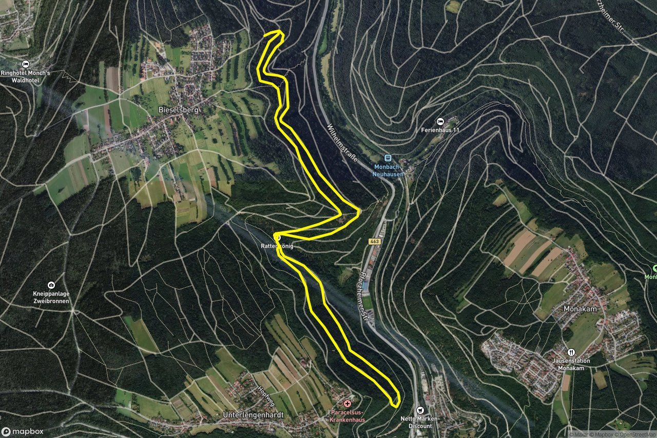 Viertelesweg – Schlossbergweg 9 km loop seen over 3D terrain