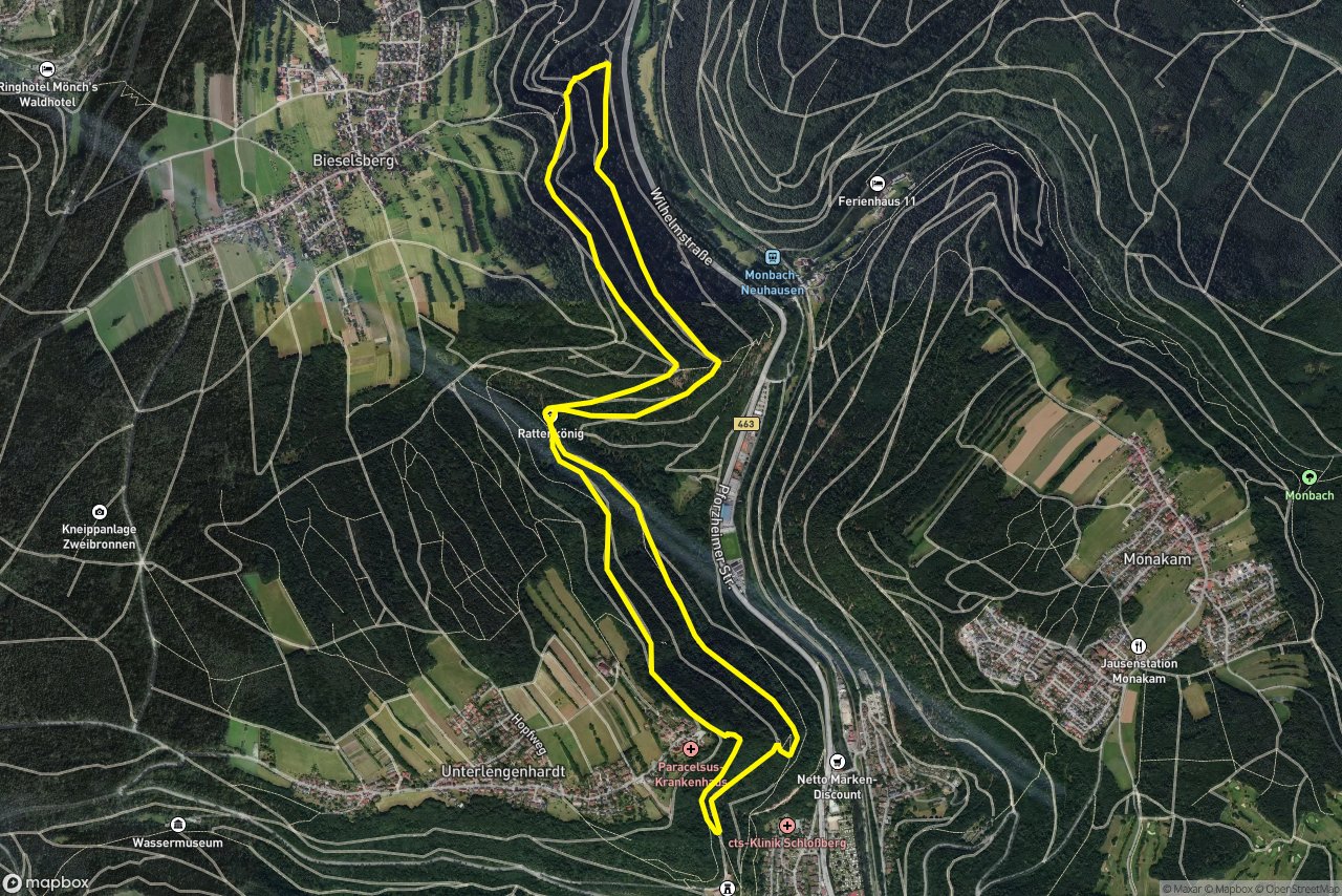 Walzenweg – Schlosshaldenweg 9 km loop seen over 3D terrain