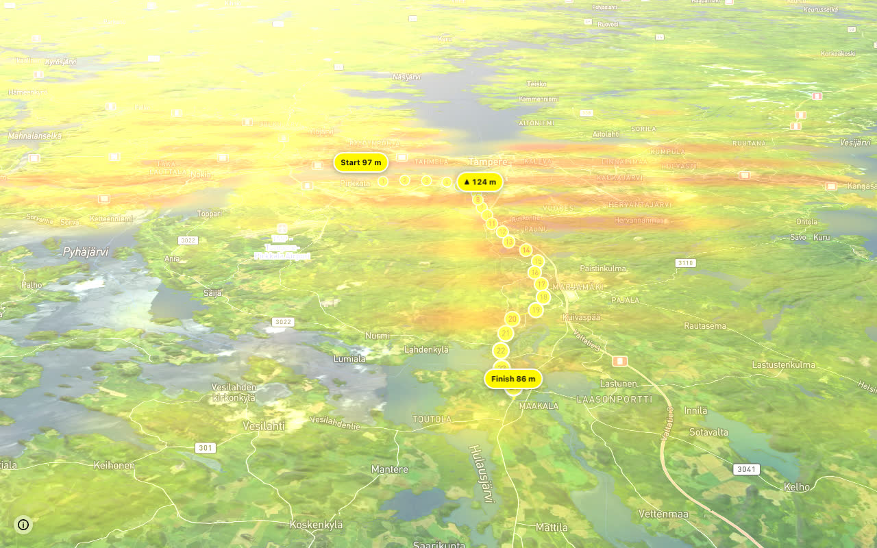 12 Lempäälä - Pirkkala seen over 3D terrain