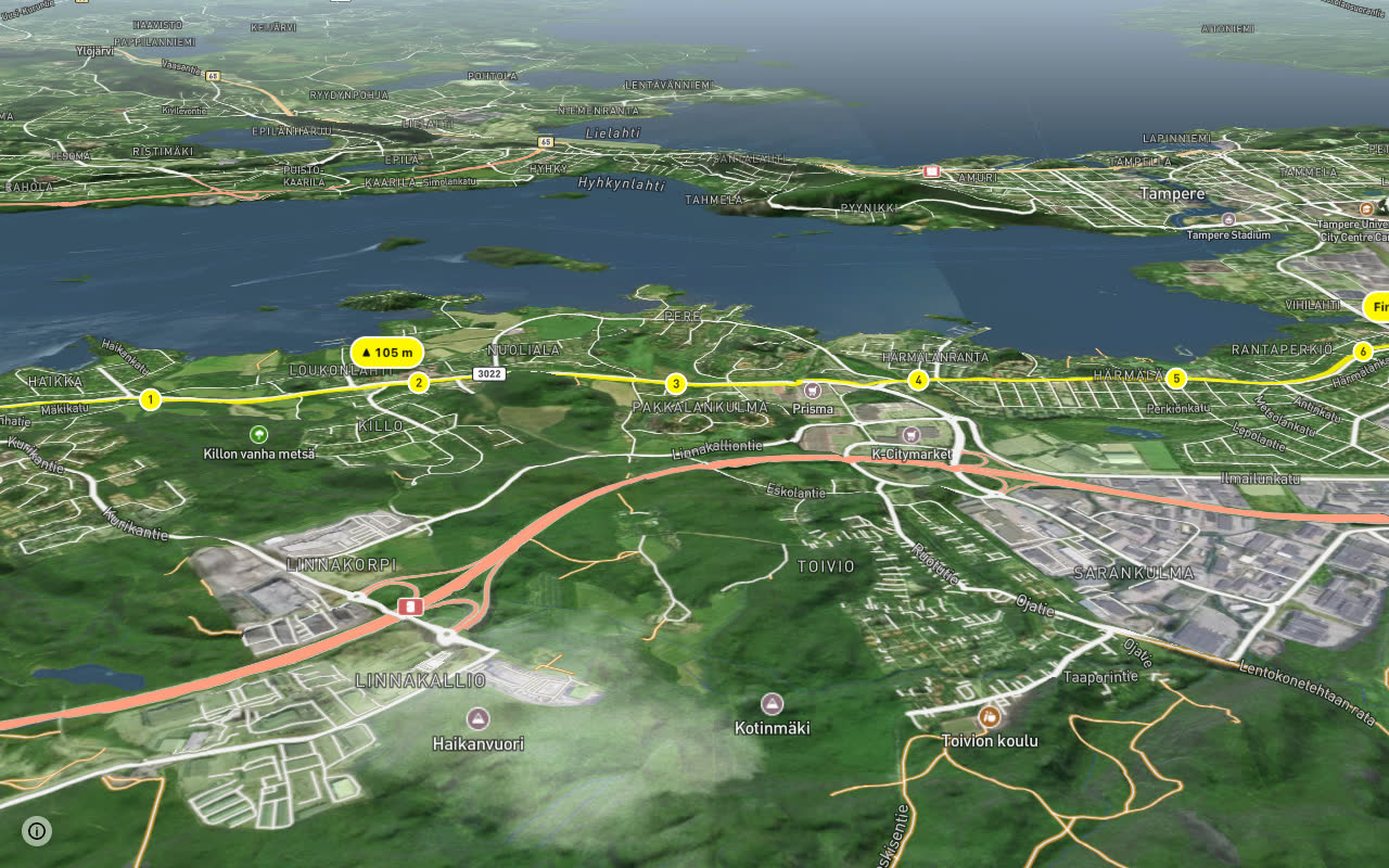 7 Tampere - Pirkkala seen over 3D terrain