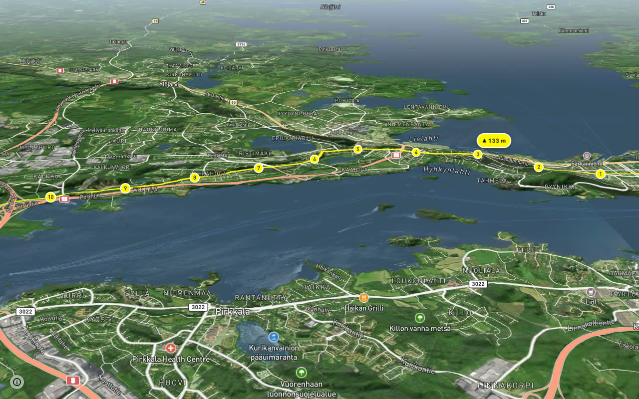 8 Tampere - Nokia seen over 3D terrain