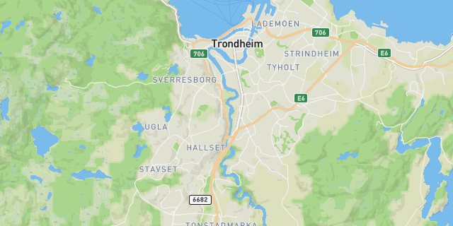 Map of the routes around Trondheim