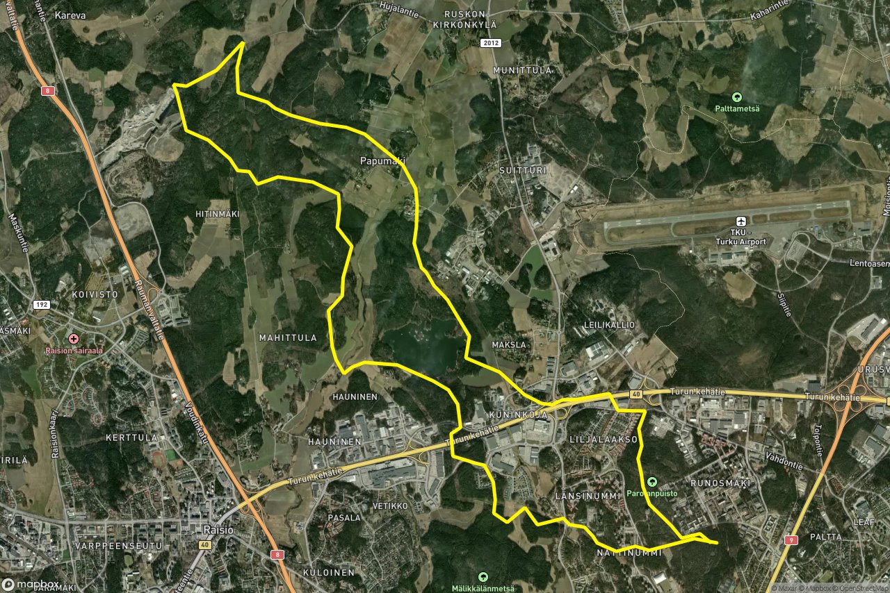 Kullaanpolku – Haunisten ulkoilureitti 22 km loop seen over 3D terrain