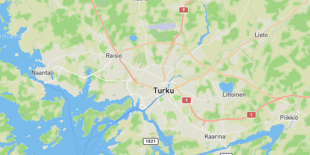 Map of the routes around Turku