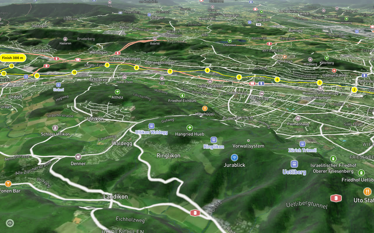 Goldküste-Limmat seen over 3D terrain