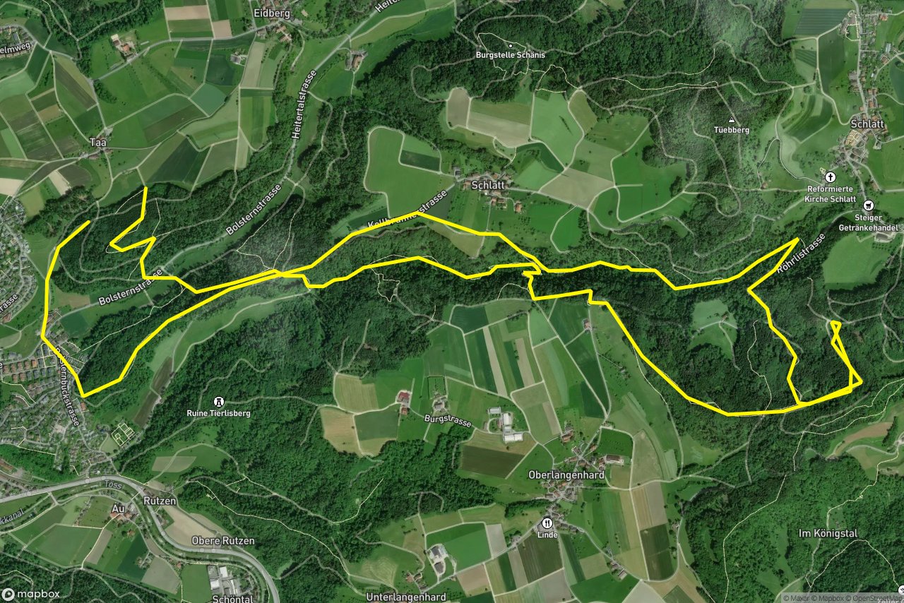 Rappisfelsenweg – Röhrlistrasse 12 km loop seen over 3D terrain