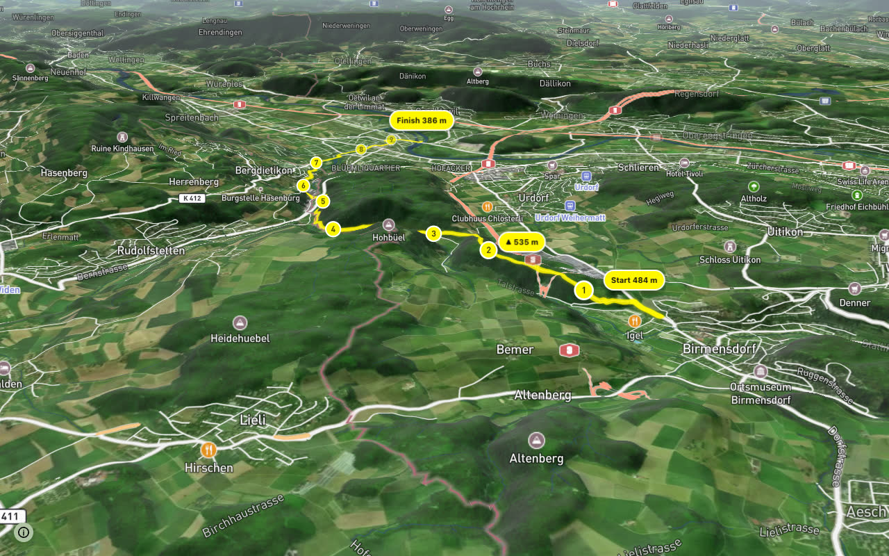 Säuliamt-Schwyz seen over 3D terrain
