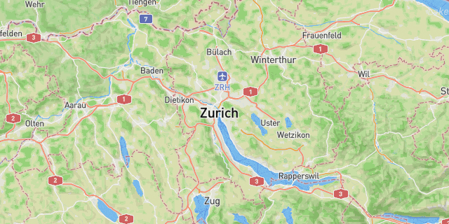 Map of the routes around Zürich